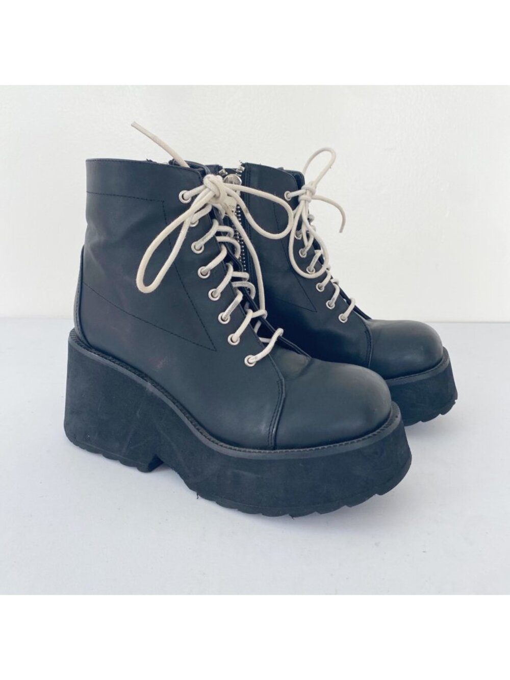 UNIF Ryder Platform Boots Lace-Up Shoes Leather Black